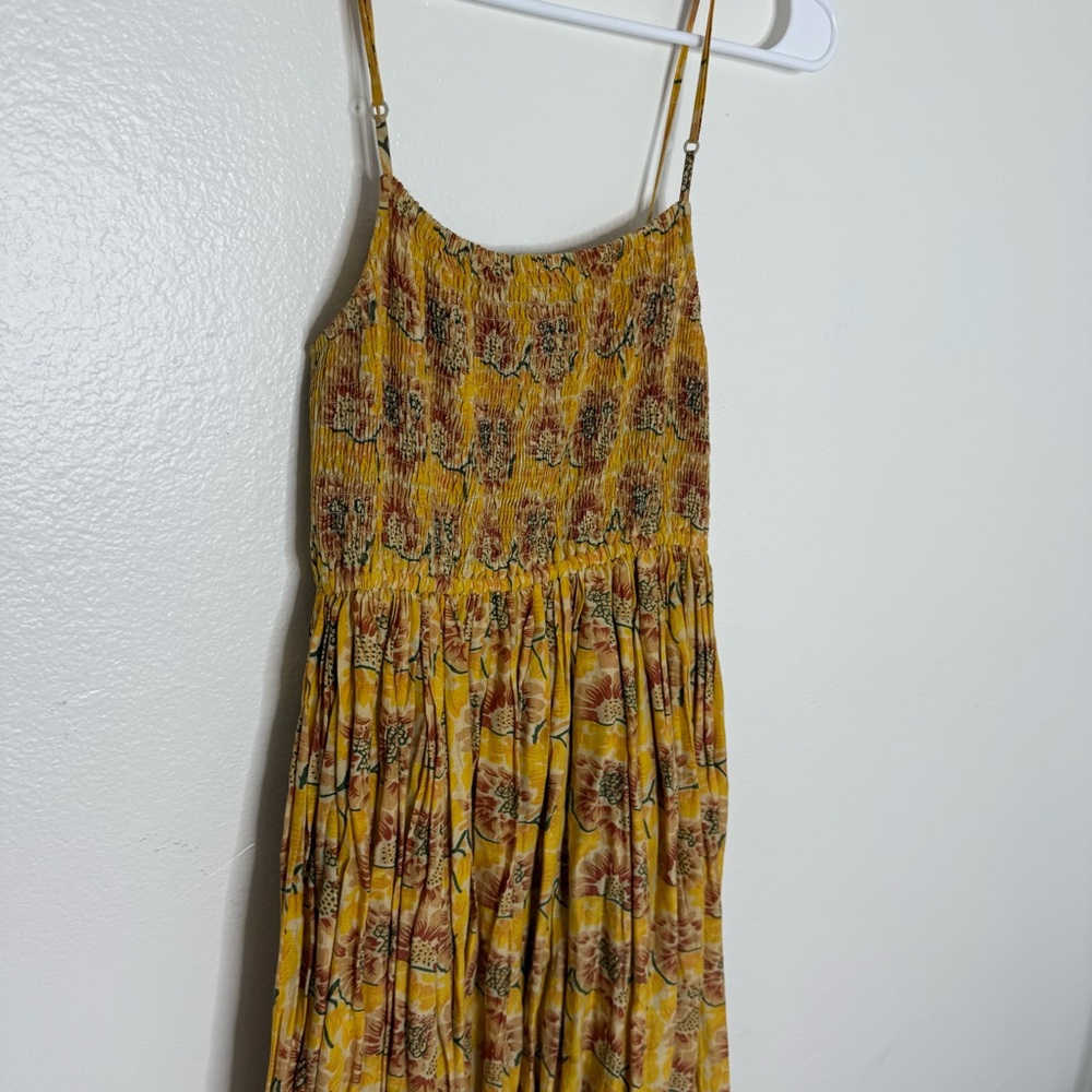 Free People Mustard Yellow Floral Maxi Dress with Black Trim - Picture 2 of 8